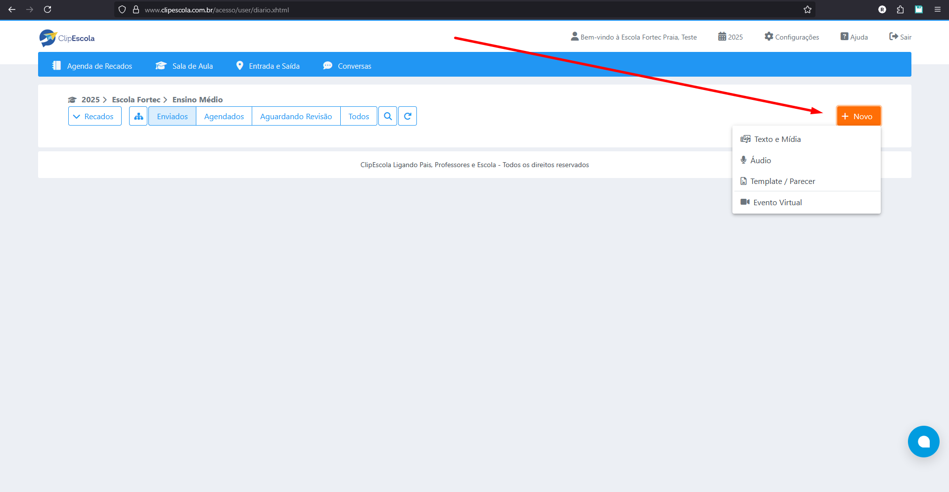 Botão de nova mensagem
