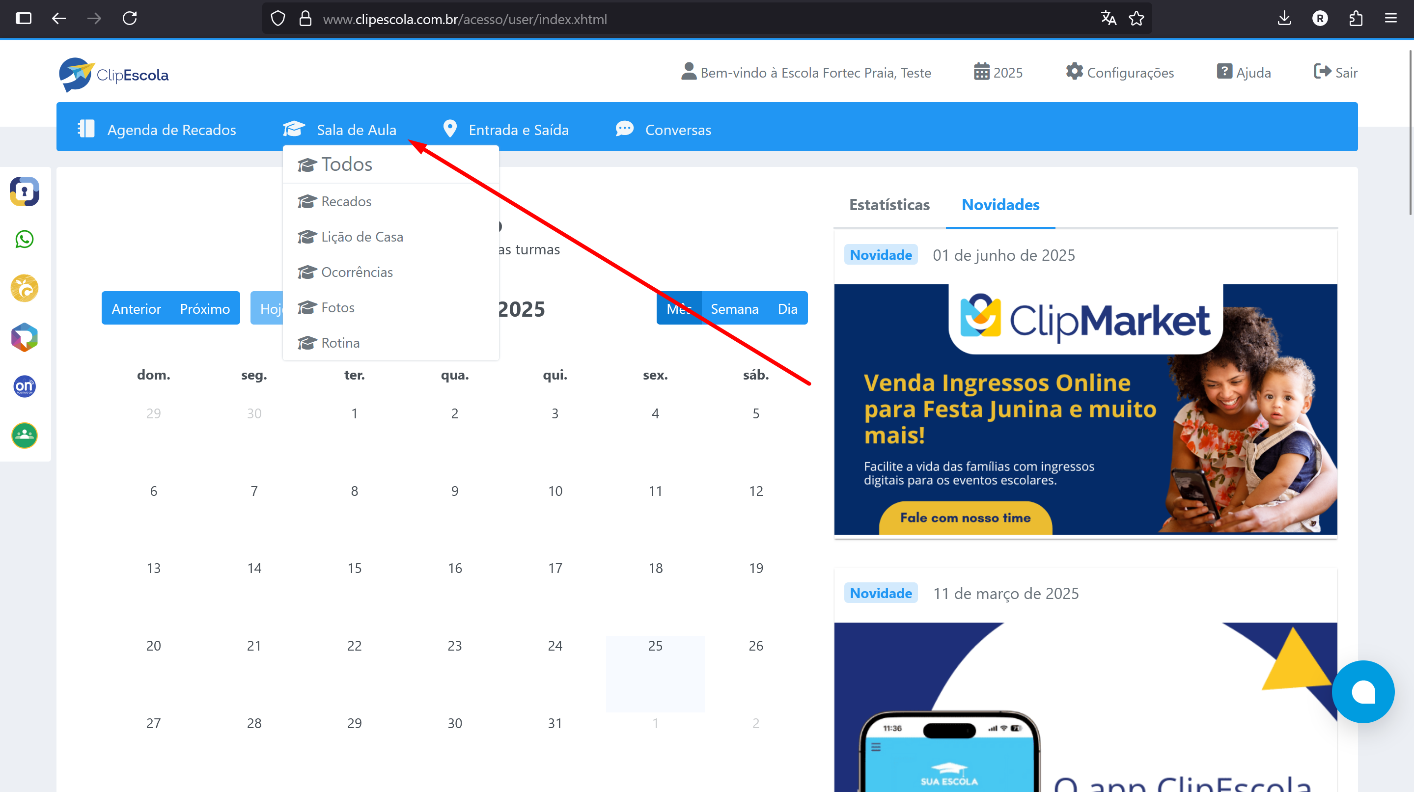 Imagem do botão Sala de Aula
