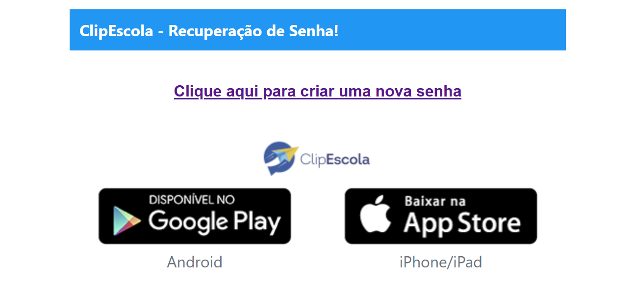 Imagem do email de recuperação de senha